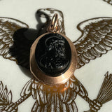 rose gold onyx warrior cameo pendant