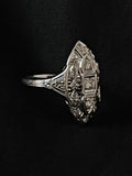 white gold diamond marquise filigree dinner ring