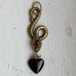 garnet heart snake pendant