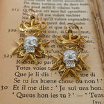 memento mori crown and maltese cross earrings