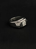 white gold square set diamond ring