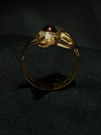 diamond eye & garnet head snake ring