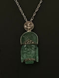 platinum diamond and carved emerald buddha pendant