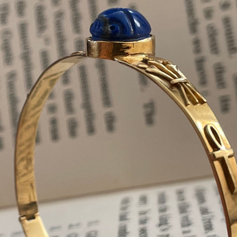 gold lapis scarab bangle