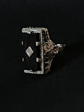 floral & filigree onyx diamond rectangle ring