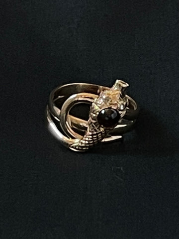 diamond eye & garnet head snake ring