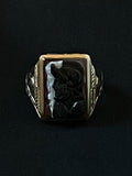 white gold agate warrior cameo signet