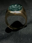 dark green chalcedony intaglio ring