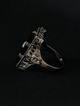 floral & filigree onyx diamond rectangle ring