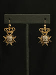 memento mori crown and maltese cross earrings