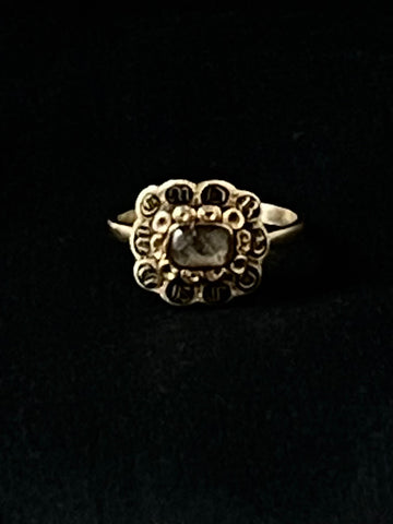 gold mourning ring with hair