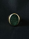 dark green chalcedony intaglio ring