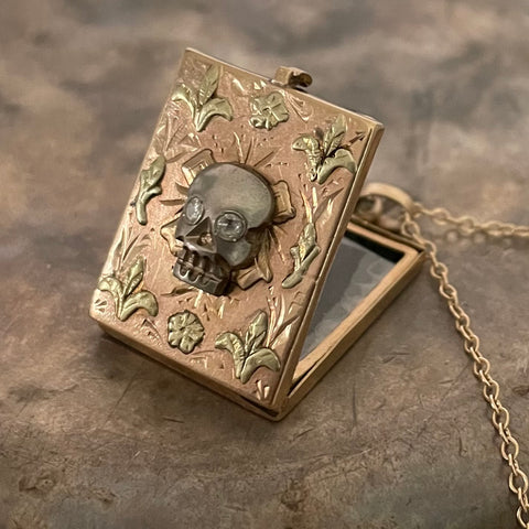 memento mori rectangle pendant