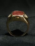 carnelian and diamond intaglio warrior ring