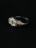 white gold diamond duette ring with synthetic sapphires