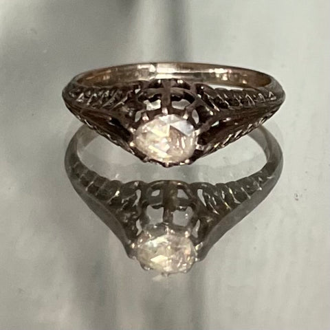 rose gold diamond filigree ring