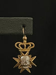 memento mori crown and maltese cross earrings