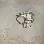 white gold diamond and synthetic emerald ring