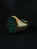 dark green chalcedony intaglio ring