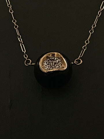 onyx diamond sphere necklace