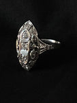 white gold diamond marquise filigree dinner ring