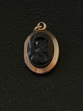 rose gold onyx warrior cameo pendant