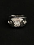 white gold square set diamond ring