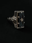 floral & filigree onyx diamond rectangle ring