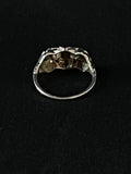 white gold diamond duette ring with synthetic sapphires