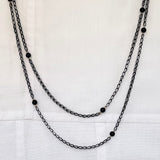 gunmetal and gold woven link necklace